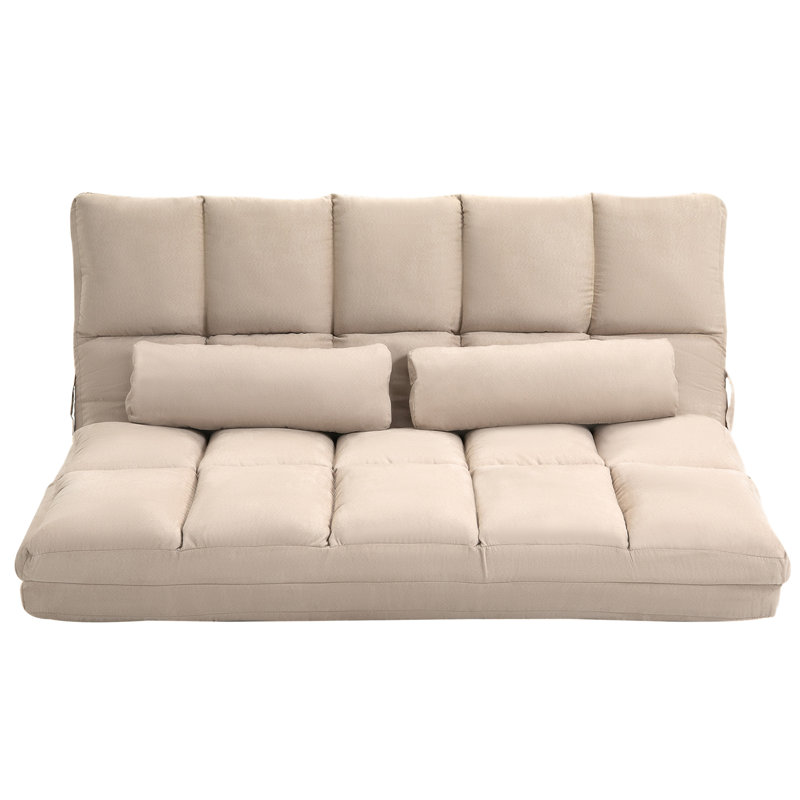 Convertible Floor Sofa Chair, Folding Couch Bed, Guest Chaise Lounge With 2 Pillows, Adjustable Backrest And Headrest, 51.25" L