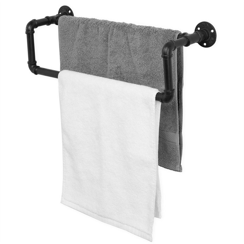 22.5'' Matte Black Industrial Metal Wall Mounted Towel Bar