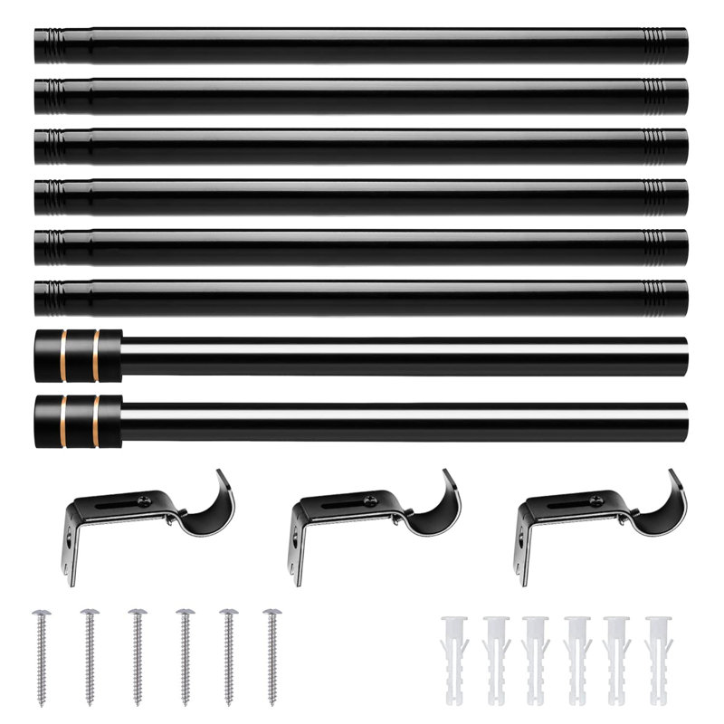 Matte Black Curtain Track/Rail, 300cm H x 3cm W x 3cm D