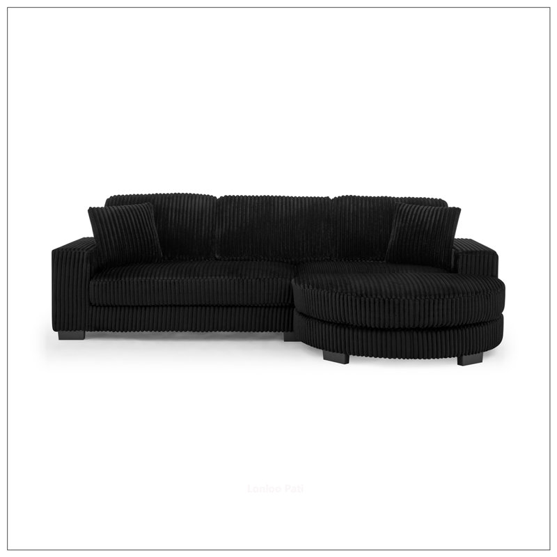 Canapé-lit modulaire rembourré Corduroy, Noir