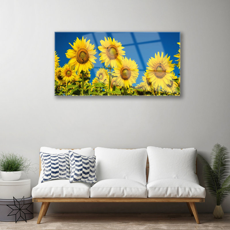 Floral Sunflowers - Unframed Photograph on Glass