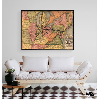 Pittsburgh Fort Wayne And Chicago Cleveland And Pittsburgh Grand Rapids And Indiana And Pennsylvania, United States Map,Antique Colorful Map
