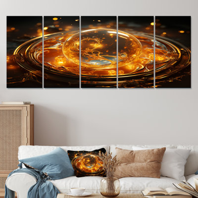 Verre de feu saturn planète III - planètes, art mural sur toile 5 pièces
