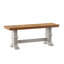 Ensemble de salle à manger Sloan 78 po en bois massif fini chêne avec chaises à dossier à fuseaux - 6 pièces, table à base vert sauge antique, chaises et banc à base blanc antique-1518945087-1518945086