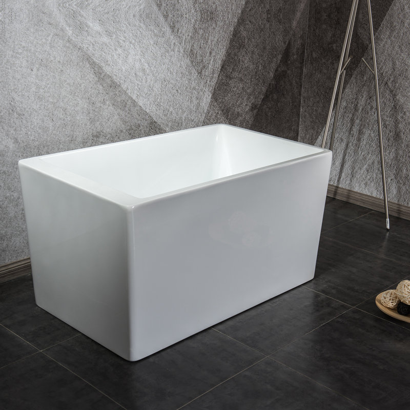 47'' White Acrylic Freestanding Rectangular Soaking Bathtub
