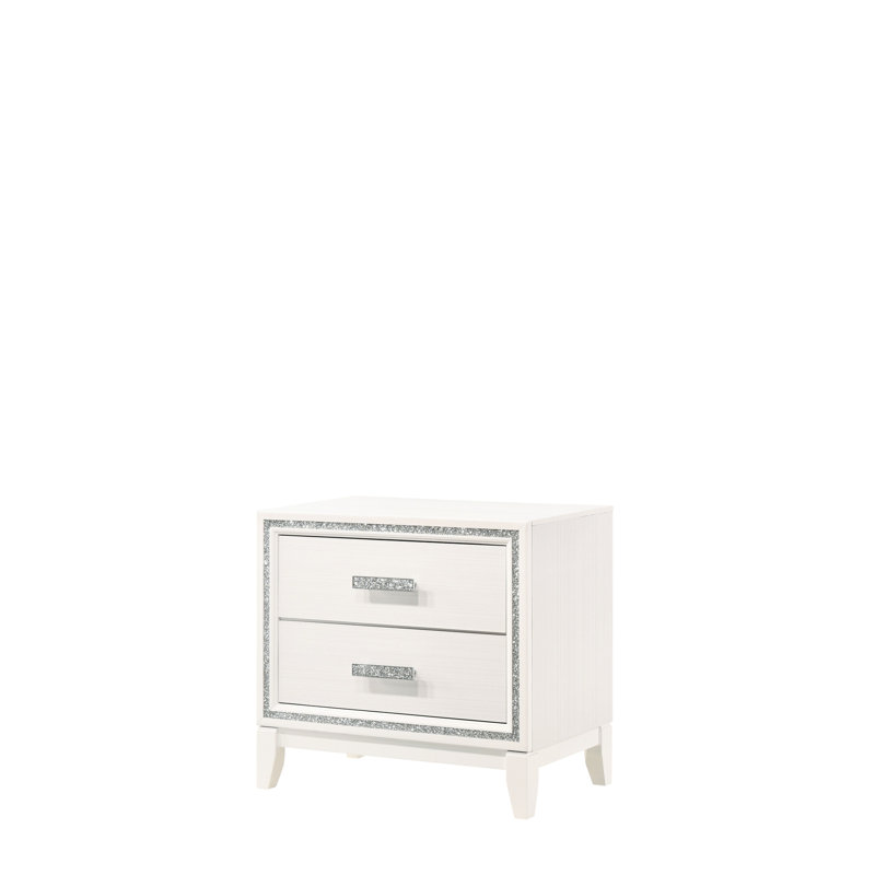Table de chevet à finition blanche - Ajout de chambre à coucher élégante avec rangement 2 tiroirs coulissants en bois synthétique 3/4 po l 28 po x H 26 po P dans l'accessoire