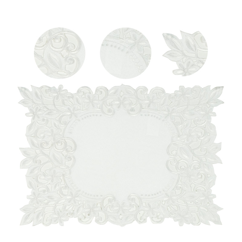 Nappe Ardelia Collection Alvina avec broderie européenne pour un élégant décor de table de Noël, Blanc