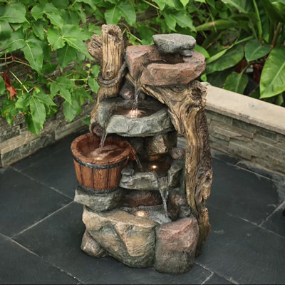 Ataie Hand Crafted Weather Resistant Floor Fountain with Light