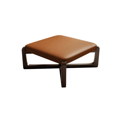 24" Wide Faux Leather Upholstered Square Ottoman