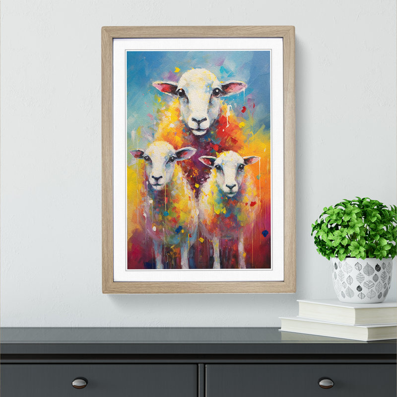 Sheep Impressionism No.2 - Framed Print, 46cm H x 34cm W x 2cm D