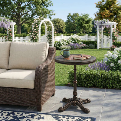 24" Round All-Weather Outdoor Patio Dining Table, Rust-Proof Cast Aluminum Frame & Anti-Slip Foot Pads, Suitable For Patio, Backyard