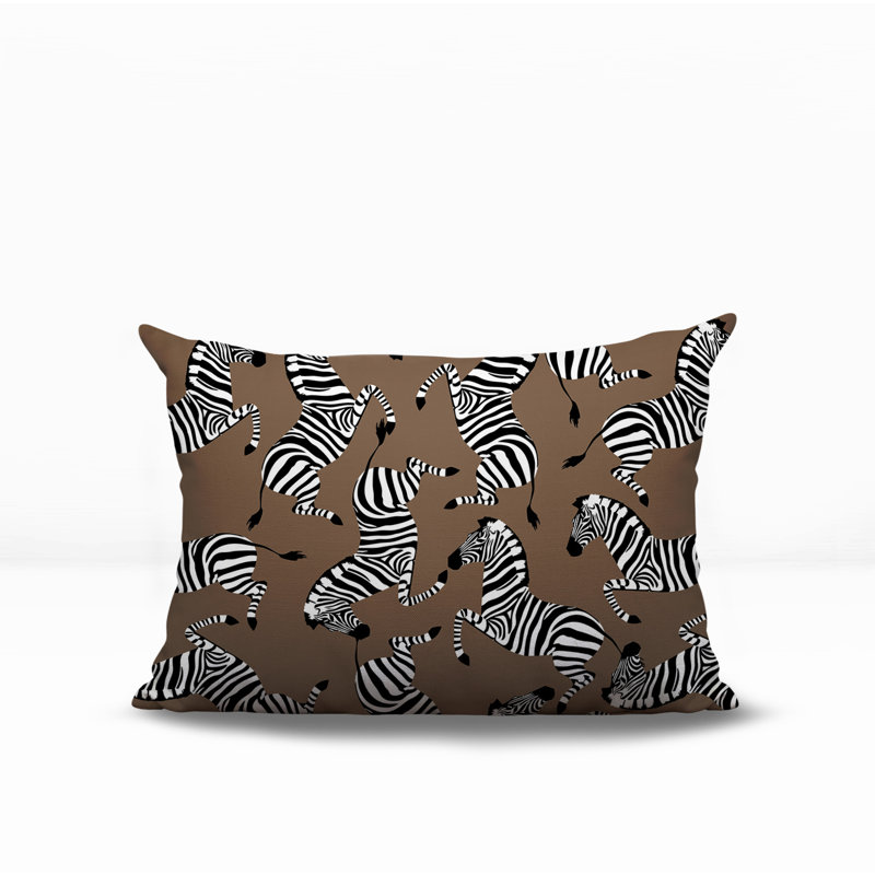 Oreiller rectangulaire réversible intérieur / extérieur Kiji Zebra, Beige, H 18 po x l 25 po
