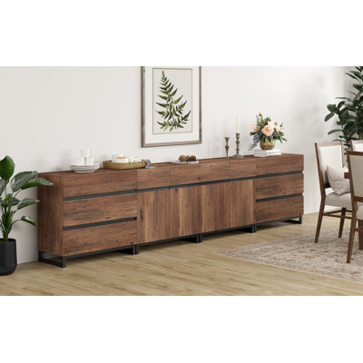 Jorgenson Modern 4-In-1 Sideboard with 6 Drawers and Adjustable Shelves