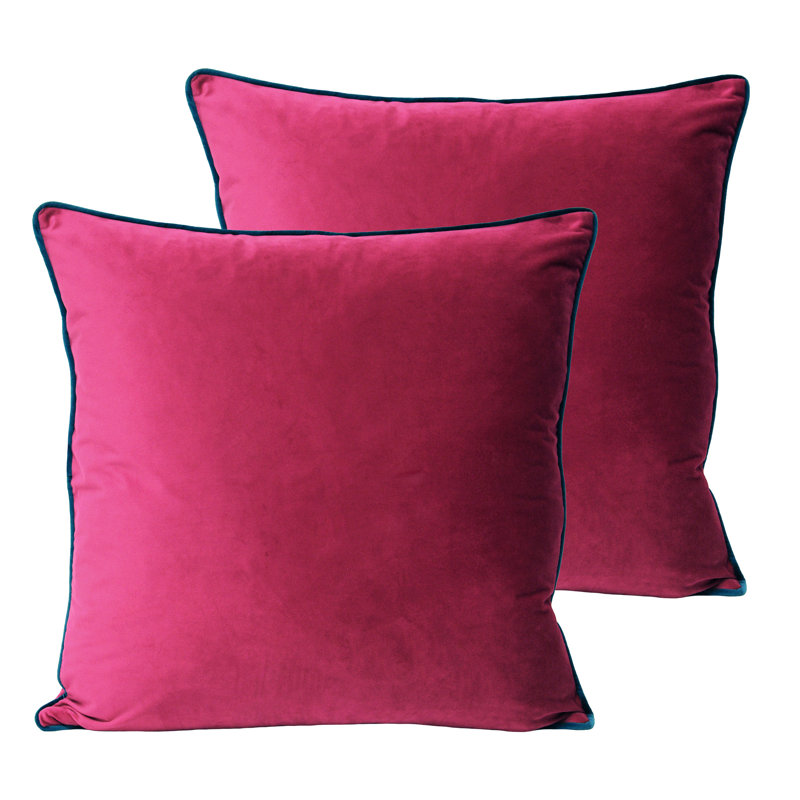 Square Meridian Square Scatter Cushion, Raspberry/Teal, Feather