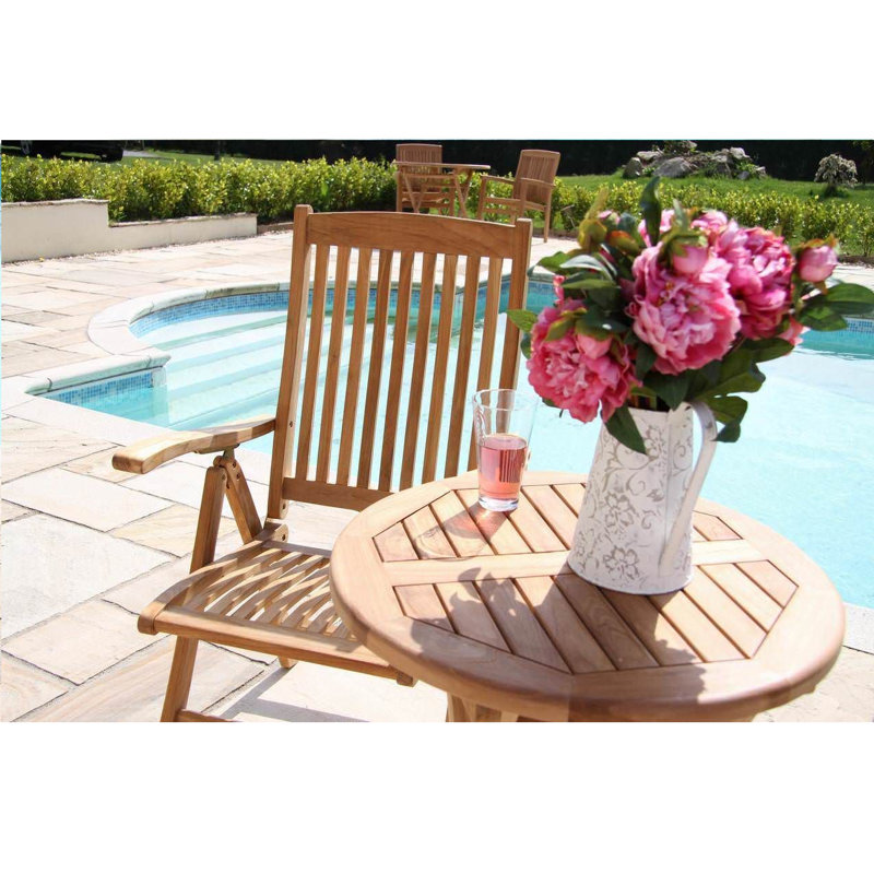 Kaira Teak Wood Patio Dining Set with Round Table