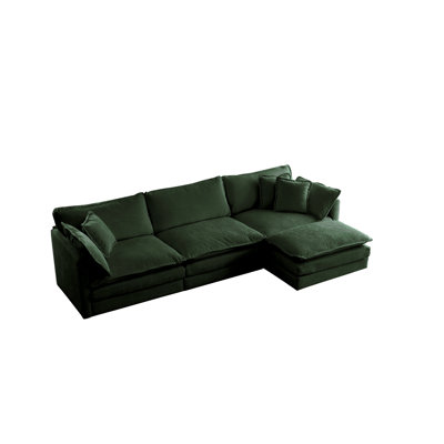 Free Combination Comfy Upholstery Modular Oversized L Shaped Sectional Sofa With Reversible Ottoman, Chenille
