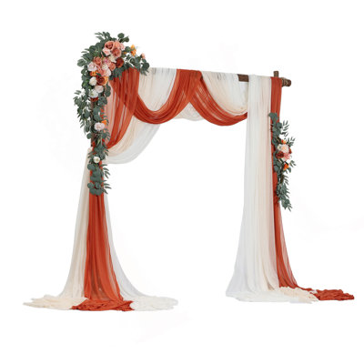 Artificial Wedding Arch Flowers Kit (Pack Of 5) With 33Ft Wedding Arch Draping Fabric,Arch Flowers For Wedding Ceremony And Reception Backdrop Wedding Decoration (Orange)