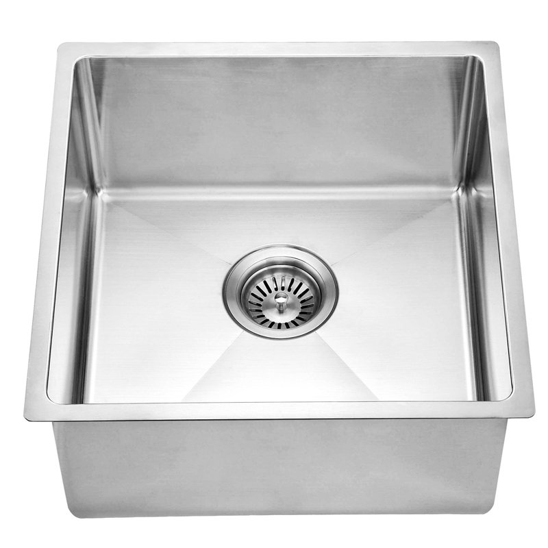 17" L x 17" W Handmade Single Bowl Stainless Steel Undermount Kitchen Sink