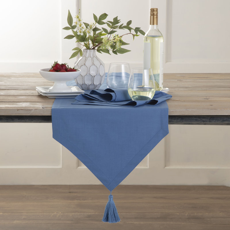 Cotton Blend Table Runner, 108" L x 15" W, Medium Blue