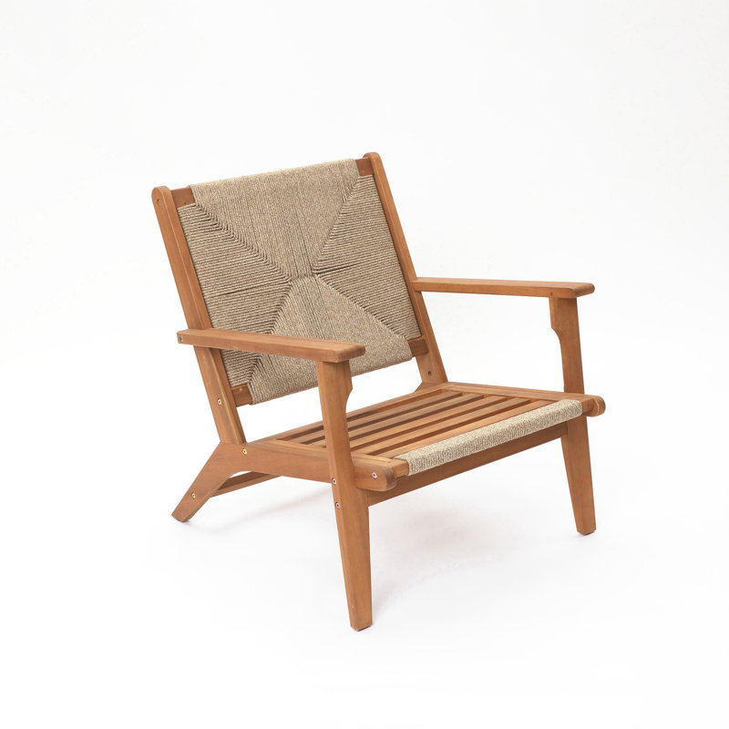 Outdoor Acacia Wood Deck Chair with Seat Cushion (1 Chair)