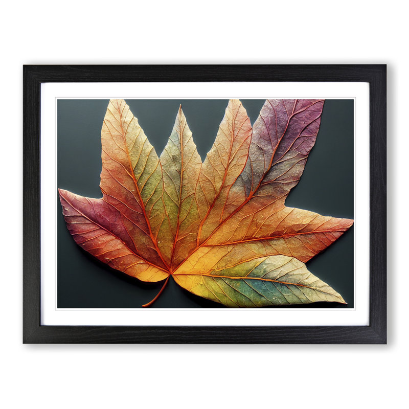 Autumn Leaf Vol.2 - Single Picture Frame Print, 46cm H x 64cm W x 2cm D, Black Framed
