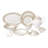 Lorren Home Trends Bone China Dinnerware Set, White With Gold Trim Pattern, Service For 8, Complete 57-Piece Dining Collection