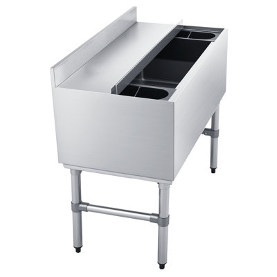 Bac à glaçons commercial, capacité maximale de 100,7 pte, glacière en acier inoxydable de 36 x 19 x 33 po avec couvercle coulissant et porte-bouteilles, unité de chariot-glacière pour bar-pub, certifié NSF