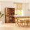 Armoire de cuisine - support coulissant, 6 tablettes suspendues / réglables, 2 portes (bois massif et bois d'ingénierie, 5 tons de bois)
