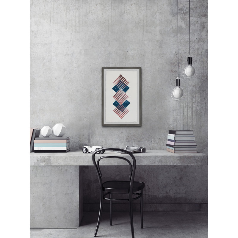 Blue And Red Diamonds by Marmont Hill - Single Picture Frame Painting, 30 cm H x 20 cm W x 3.81cm D