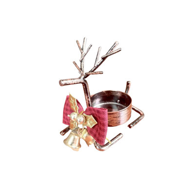 Christmas Bells Bow Iron Metal Crafts Elks Candlestick Ornaments Decoration