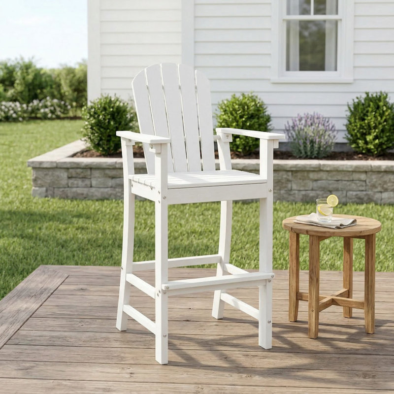 Tabouret de bar extérieur en PEHD résistant aux rayons UV de 30 po toutes saisons, accoudoirs rembourrés ergonomiques et repose-pieds antidérapant stable