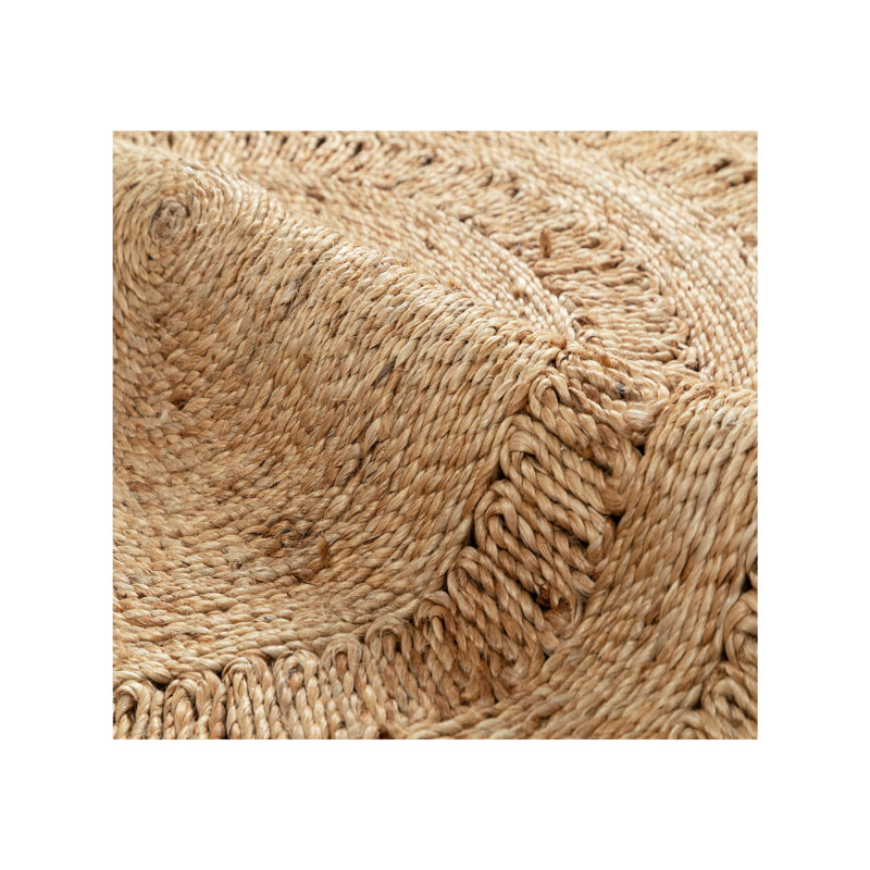 Medallion Jute / Sisal Area Rug in Brown, Round 8'