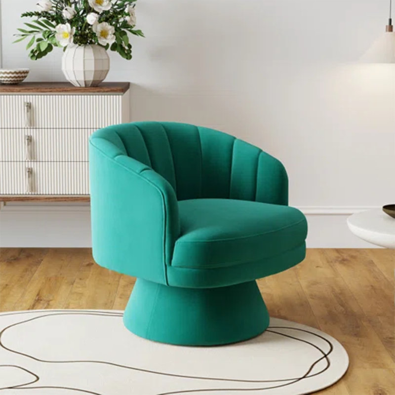 Fauteuil demi-tonneau pivotant en velours Murrow, Vert foncé