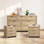 Ensemble de chambre à coucher 3 pièces avec rangement en rotin (commode 7 tiroirs + 2 tables de chevet)-132363533
