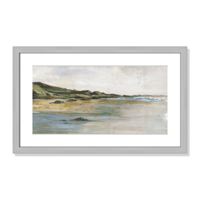 Impression «Tide’s Edge» par Casa Fine Arts, Argent argent, Reproduction encadrée avec passe-partout