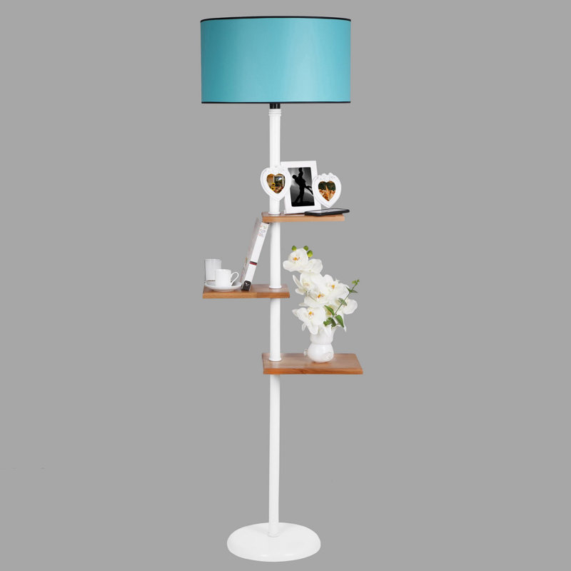 Madeline Tray Table Floor Lamp, Grey, White