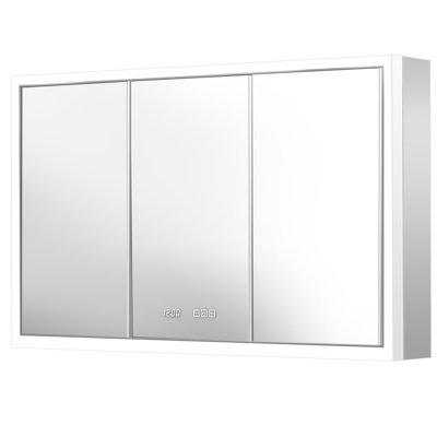 Ciyanna Recessed LED Lighted Medicine Cabinet with 3 Adjustable Shelves, Defogger, Outlets & USBs