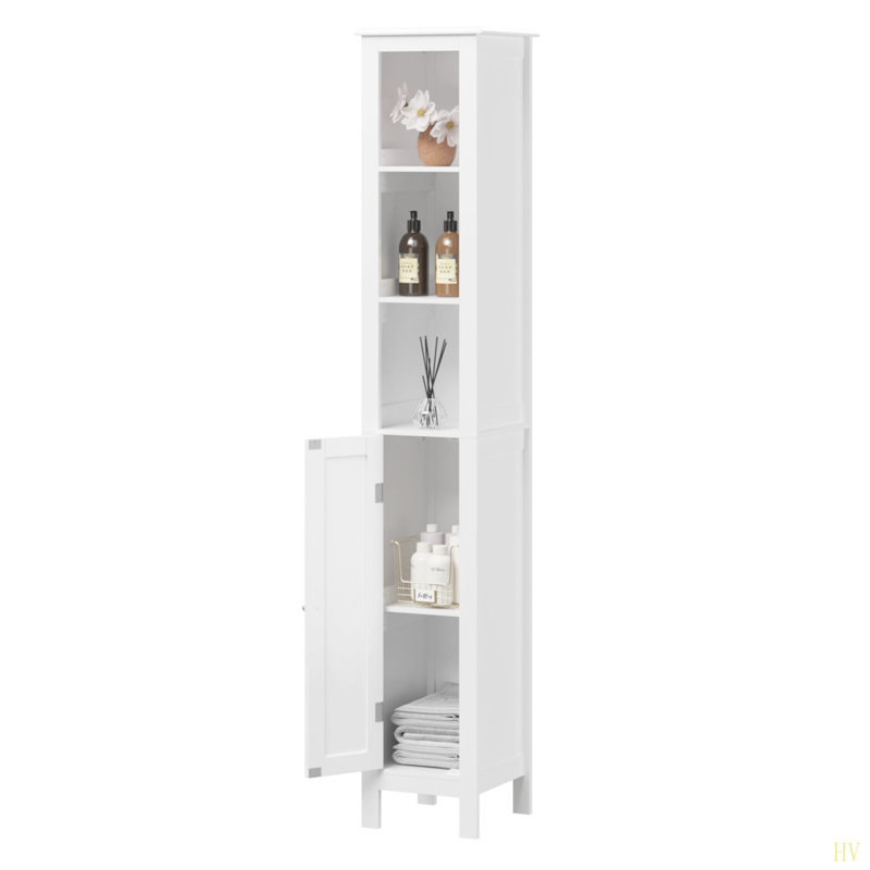 66.92" Tall Bathroom Storage Cabinet With Adjustable Shelves,Slim 1 Doors Freestanding Cabinet With Anti-Tip, Open Compartments, For Home, Small Spaces, Bathroom,Kitchen, Living Room