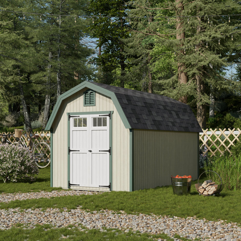 Colonial Greenfield Barn Outdoor Wood Storage Shed, 8' x 14', No