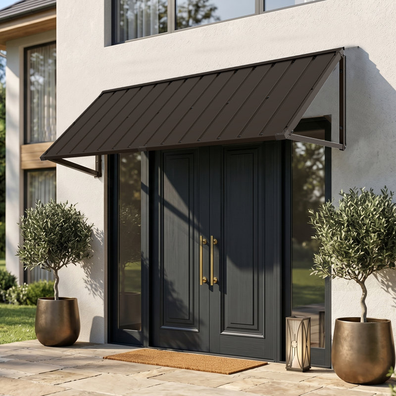 Powder-coated Metal Frame Standing Seam Fixed Window Awning All Weather Protection Door Canopy for Entrance, Windows, Porches, Balconies