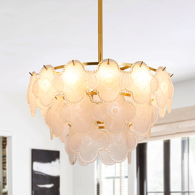 Lustre élégant gradué à 8 lumières avec abat-jour en verre 24 "Brost