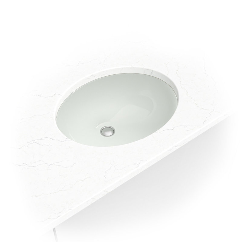 Lavabo de salle de bain ovale encastré en porcelaine blanc cassé 19,5 po x 16 po