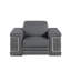 Méridienne 47 po en cuir véritable gris granite et argent