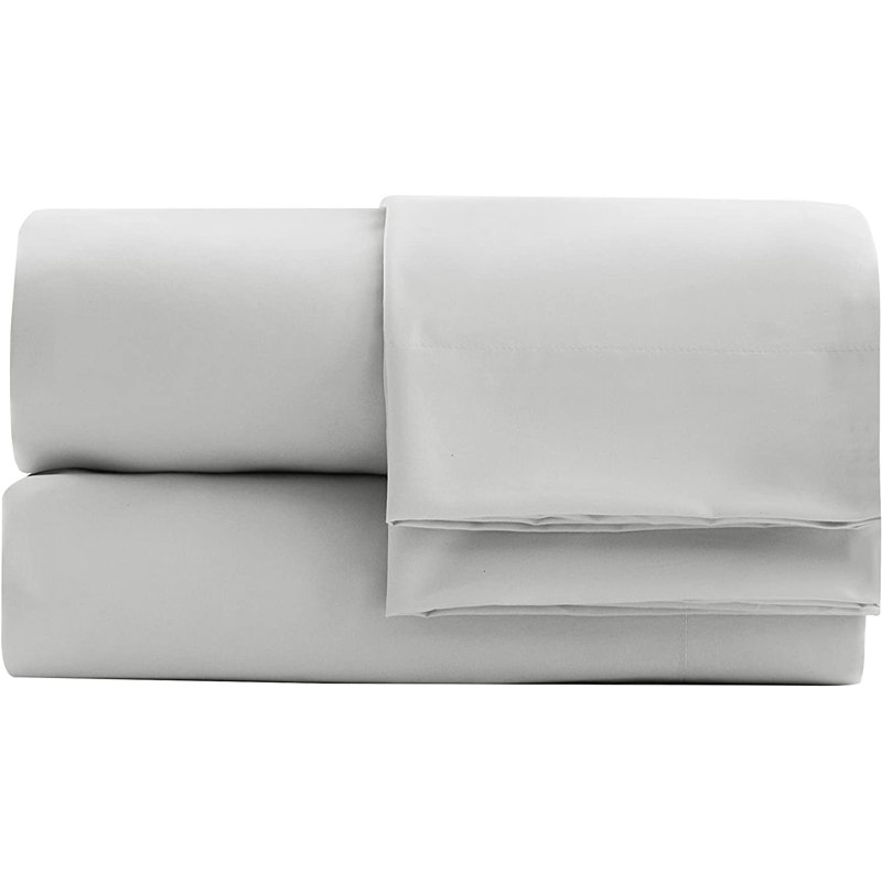Washed Microfiber Bedding Microfiber Sheet Set, King Sheet Set with Fitted Sheet and 2 Pillowcases, Light Gray
