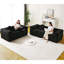 Canapé moderne sans os avec deux coussins décoratifs circulaires, tissu en polyester à poils longs texturé litchi doux pour la peau, canapé en mousse à carreaux-157826939