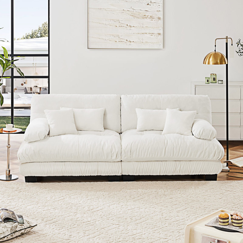 Upholstered Sofa Couchs, 35.43" H x 94.43" W x 36.03" D, 2, White
