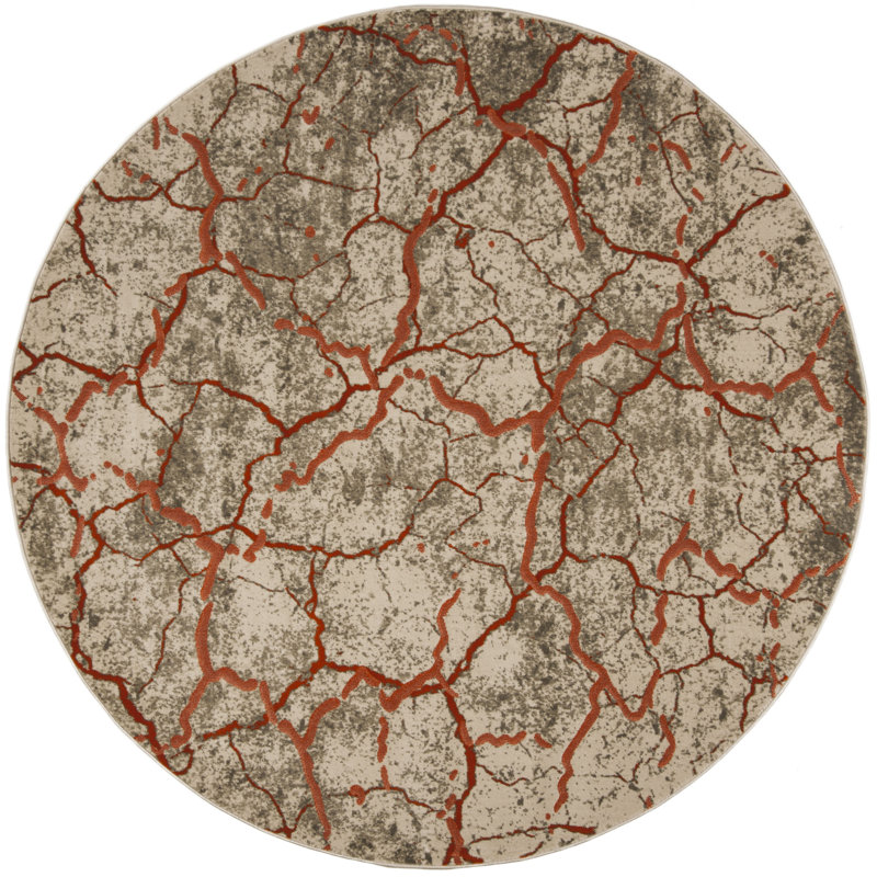 Tapis performance à motif abstrait Sorrentino Porcello, Rond 6 pi 7 po