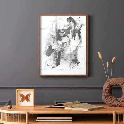 Graphite abstrait I, reproduction encadrée - bois massif