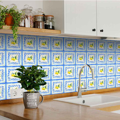 Carreau de mosaïque auto-adhésif en vinyle 4 po x 4 po Lemon