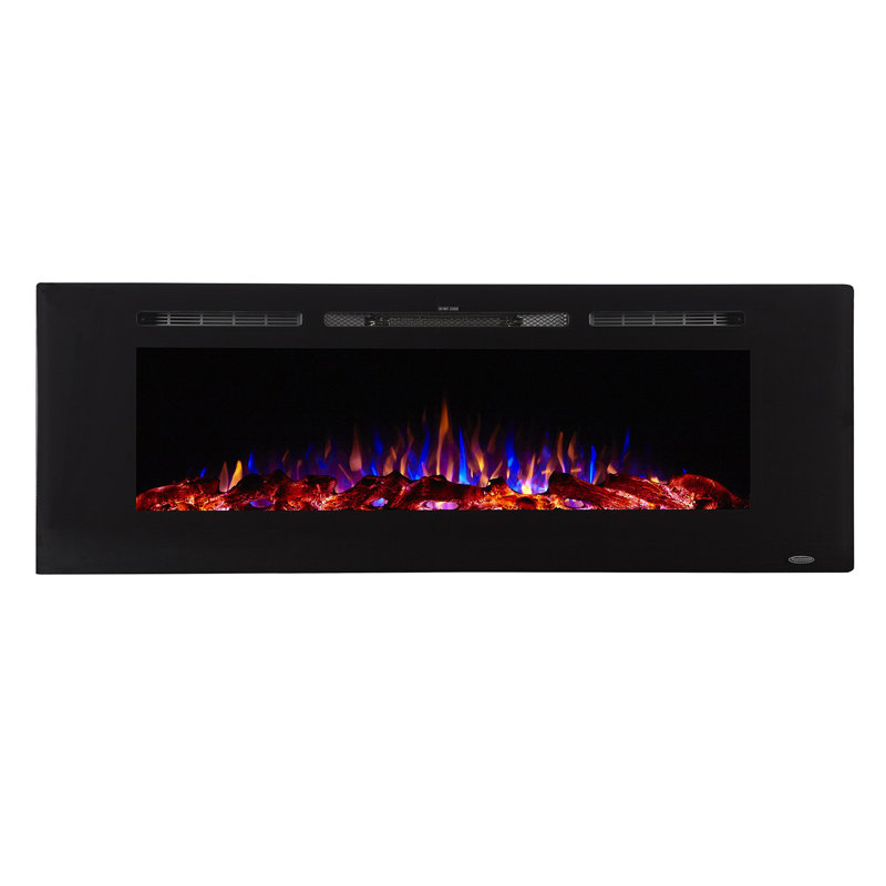 The Sideline Electric Fireplace for Recessed or Wall Mount Installation, 21.5" H x 60" W x 5.5" D, Black